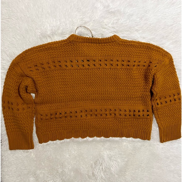 NWT! Talisman Cropped Open Weave Scalloped Ribbed Hem Ryder Sweater - Picture 10 of 12